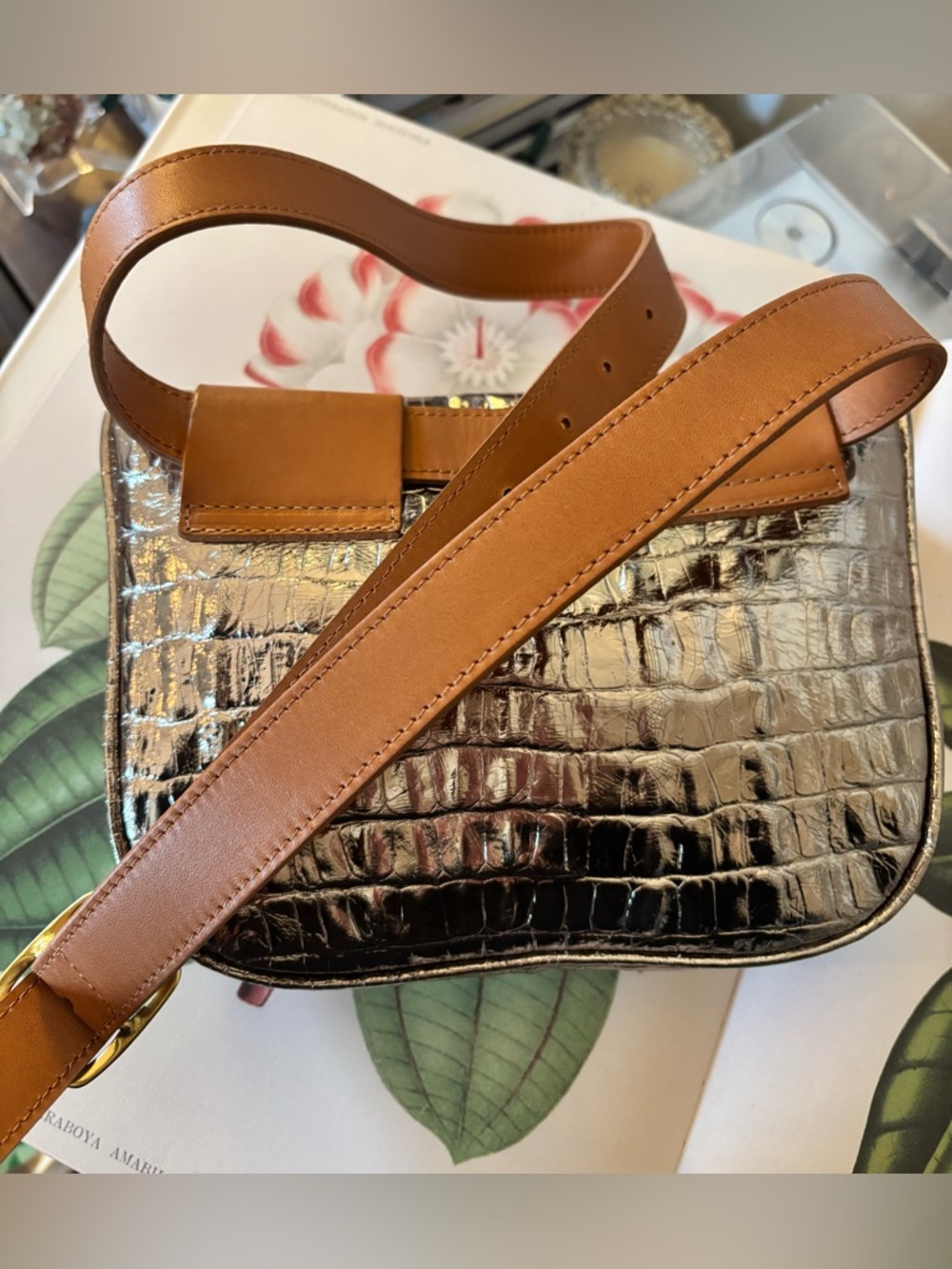 Clare V Silver Fanny Pack - Croc Embossed Leather - EUC - Picture 4 of 16